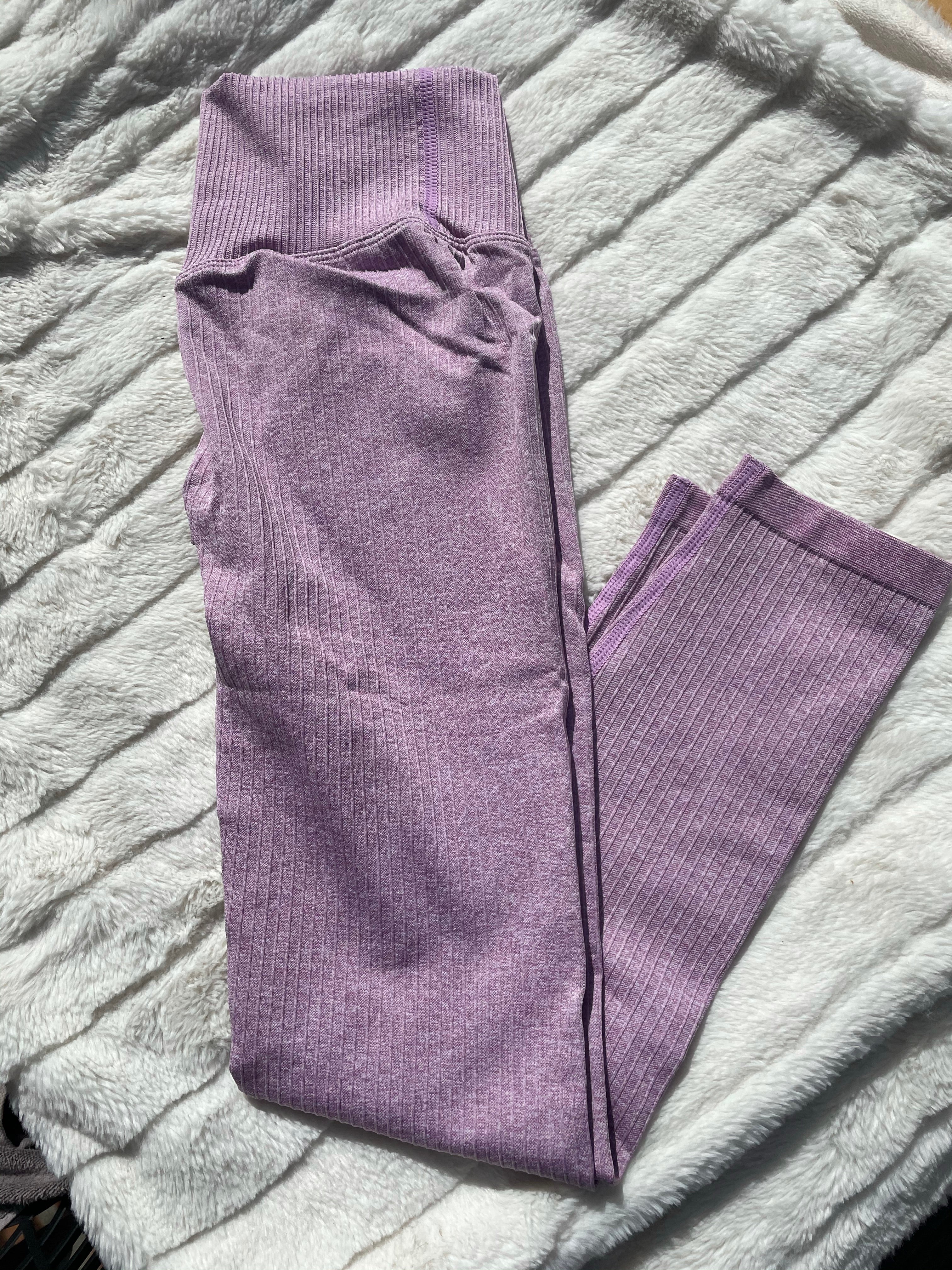 Ribbed Seamless Leggings - Orchid